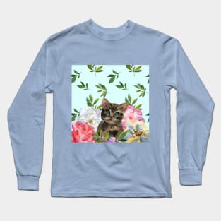 Kitten in flowers Long Sleeve T-Shirt